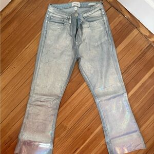 Frame Denim Iridescent Light Blue Flare Jeans